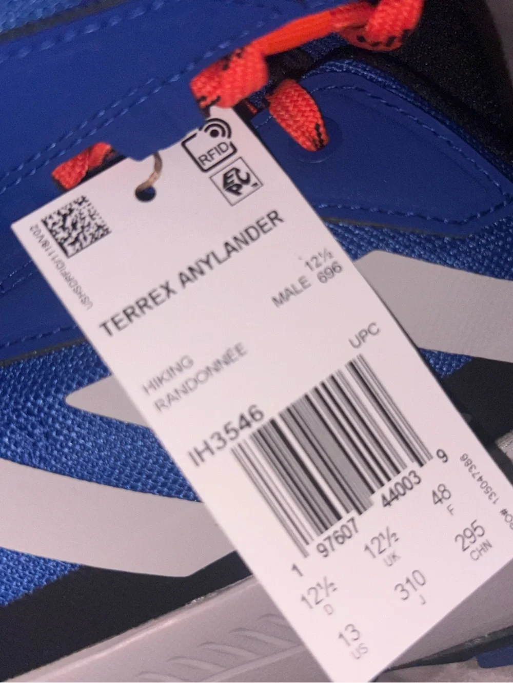 adidas Blue/White Trail Sneakers with Orange Accents